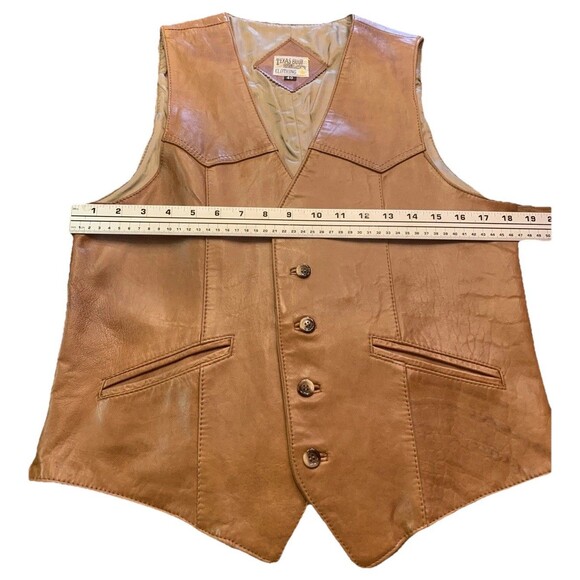 Texas Boot Clothing Vintage Leather Vest Mens Size 40 Tan Cowboy Western Ranch - Picture 4 of 14